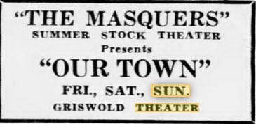 Griswold Theatre - July 27 1951 Ad